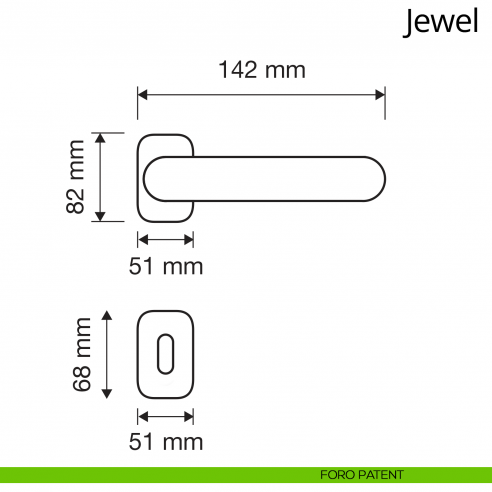 Maniglia Swarovski per porta Jewel Linea Calì rosetta ovale disegno foro patent