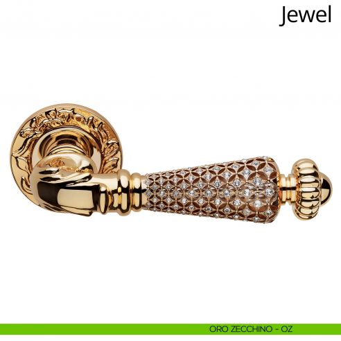 Maniglia Swarovski per porta Jewel Linea Calì rosetta tonda oro zecchino
