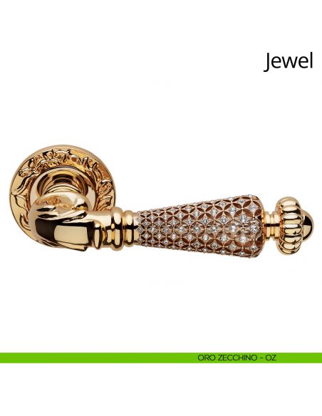 Maniglia Swarovski per porta Jewel Linea Calì rosetta tonda oro zecchino