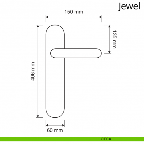 Maniglia Swarovski con placca 1395 per porta Jewel Linea Calì disegno cieca