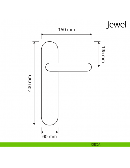Maniglia Swarovski con placca 1395 per porta Jewel Linea Calì disegno cieca