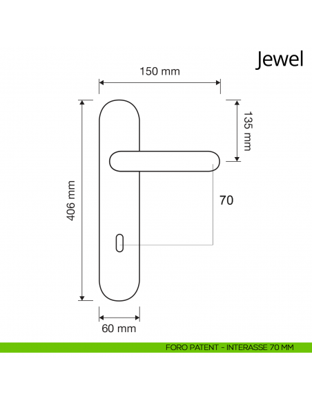 Maniglia Swarovski con placca 1395 per porta Jewel Linea Calì disegno patent 70