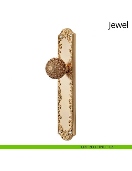 Pomolo fisso Swarovski con placca per porta Jewel Linea Calì cieca