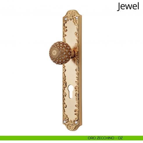 Pomolo fisso Swarovski con placca per porta Jewel Linea Calì yale