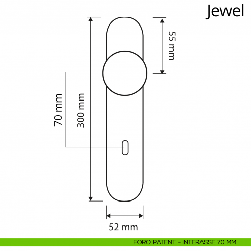 Pomolo fisso Swarovski con placca per porta Jewel Linea Calì disegno patent 70
