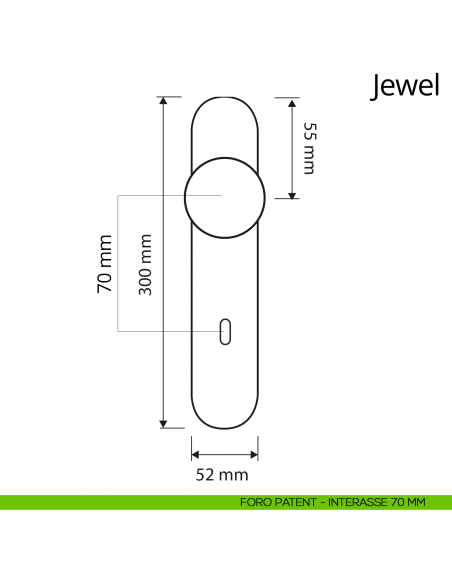 Pomolo fisso Swarovski con placca per porta Jewel Linea Calì disegno patent 70