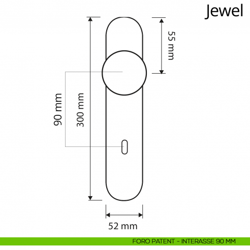 Pomolo fisso Swarovski con placca per porta Jewel Linea Calì disegno patent 90