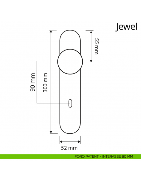 Pomolo fisso Swarovski con placca per porta Jewel Linea Calì disegno patent 90