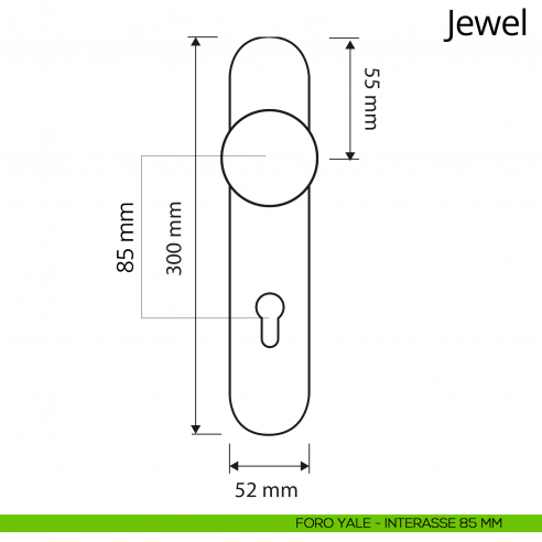Pomolo fisso Swarovski con placca per porta Jewel Linea Calì disegno yale