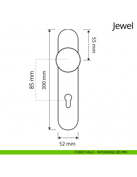 Pomolo fisso Swarovski con placca per porta Jewel Linea Calì disegno yale