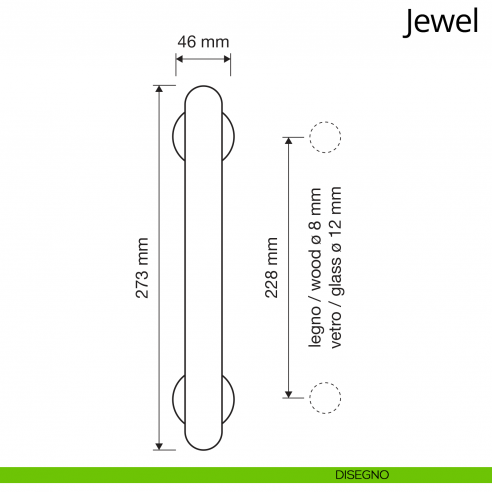 Maniglione Swarovski per porta 1750 Jewel Linea Calì disegno