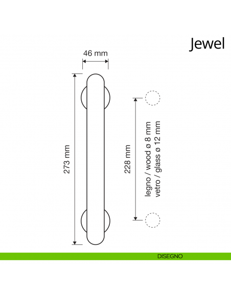 Maniglione Swarovski per porta 1750 Jewel Linea Calì disegno