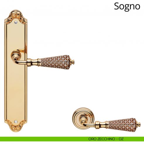Maniglia Swarovski con placca per porta Sogno Linea Calì cieca oro zecchino