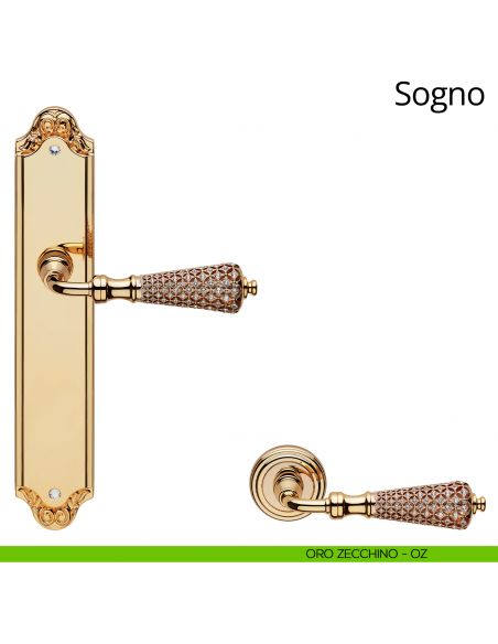 Maniglia Swarovski con placca per porta Sogno Linea Calì cieca oro zecchino