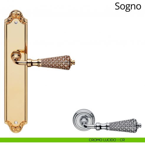 Maniglia Swarovski con placca per porta Sogno Linea Calì cieca cromo lucido