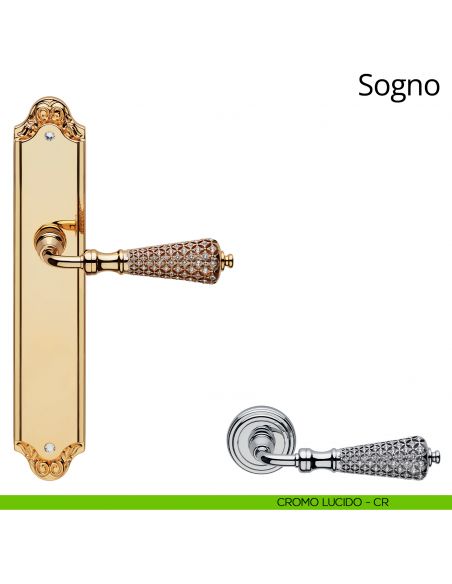 Maniglia Swarovski con placca per porta Sogno Linea Calì cieca cromo lucido