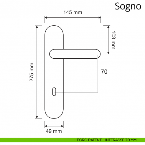 Maniglia Swarovski con placca per porta Sogno Linea Calì disegno patent 70