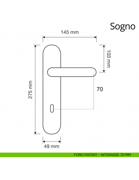 Maniglia Swarovski con placca per porta Sogno Linea Calì disegno patent 70