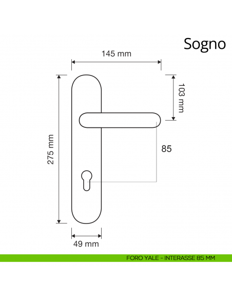 Maniglia Swarovski con placca per porta Sogno Linea Calì disegno yale