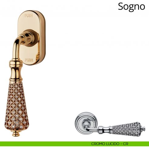 Maniglia Swarovski per finestra martellina DK antintrusione Sogno Linea Calì cromo lucido