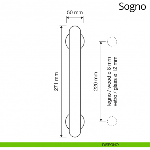 Maniglione Swarovski per porta Sogno Linea Calì disegno