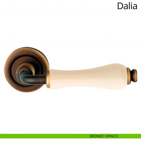 Maniglia porcellana avorio Dalia Linea Calì bronzo opaco