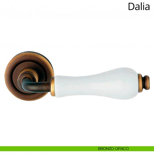 Maniglia porcellana bianca Dalia Linea Calì bronzo opaco