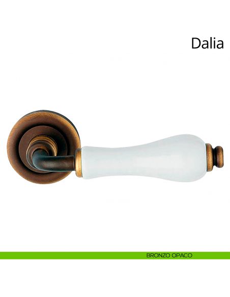 Maniglia porcellana bianca Dalia Linea Calì bronzo opaco