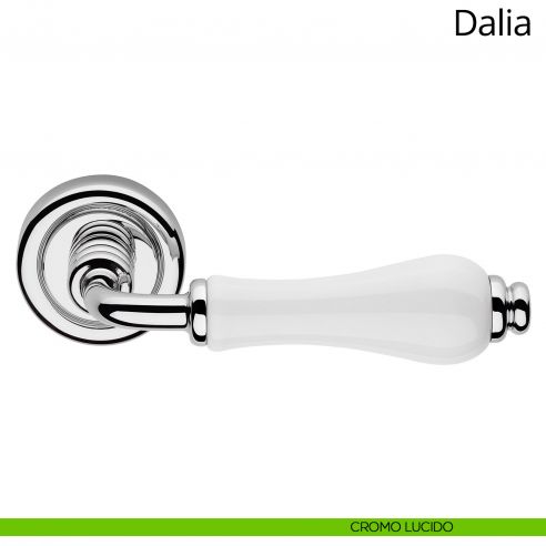 Maniglia porcellana bianca Dalia Linea Calì cromo lucido