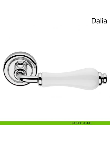 Maniglia porcellana bianca Dalia Linea Calì cromo lucido