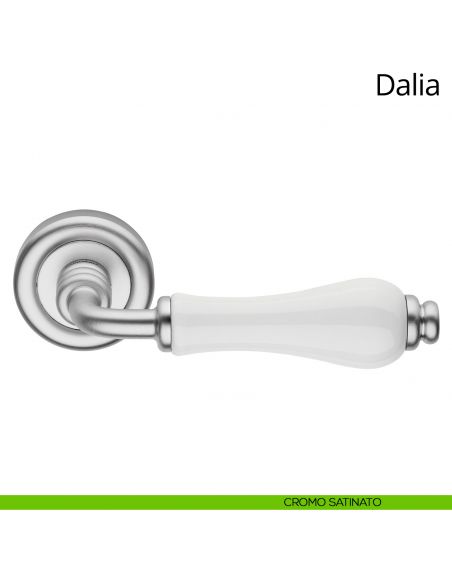 Maniglia porcellana bianca Dalia Linea Calì cromo satinato