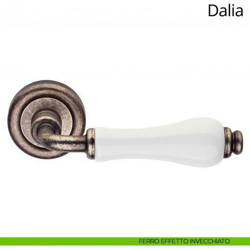 Maniglia porcellana bianca Dalia Linea Calì ferro effetto invecchiato