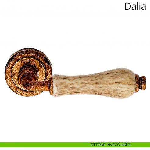 Maniglia porcellana maculata Dalia Linea Calì ottone invecchiato