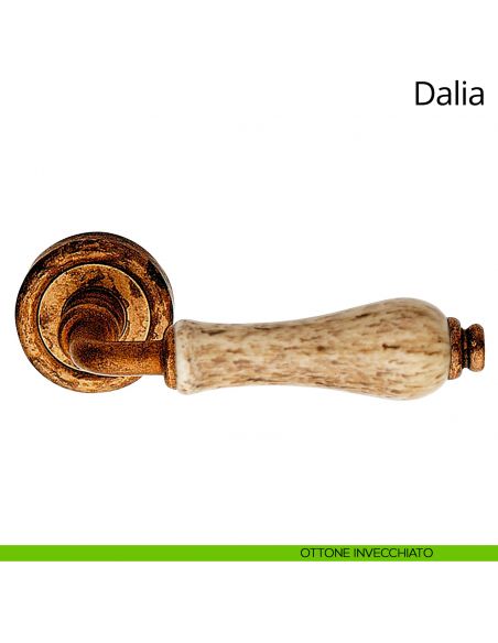 Maniglia porcellana maculata Dalia Linea Calì ottone invecchiato