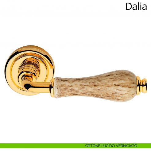 Maniglia porcellana maculata Dalia Linea Calì ottone lucido verniciato