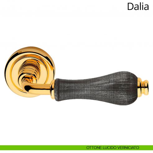 Maniglia porcellana denim Dalia Linea Calì ottone lucido verniciato