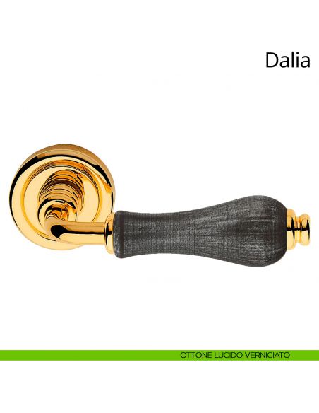 Maniglia porcellana denim Dalia Linea Calì ottone lucido verniciato