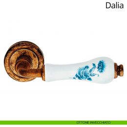 Maniglia porcellana bianca con fiori blu Dalia Linea Calì 2
