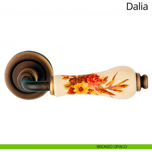 Maniglia porcellana avorio decorata Dalia Linea Calì bronzo opaco
