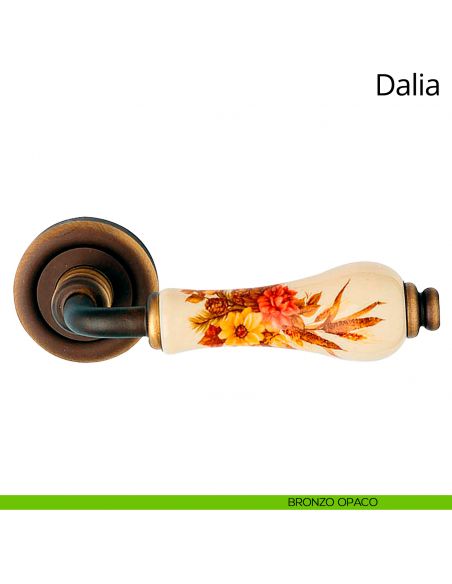 Maniglia porcellana avorio decorata Dalia Linea Calì bronzo opaco