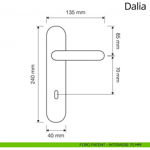 Maniglia con placca per porta porcellana avorio Dalia Linea Calì disegno patent 70