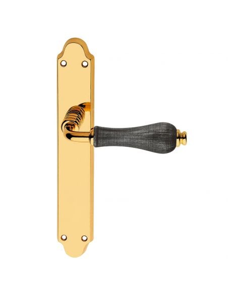 Maniglia porcellana denim con placca per porta Dalia Linea Calì