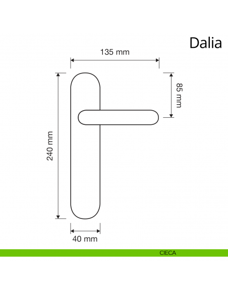 Maniglia porcellana denim con placca per porta Dalia Linea Calì disegno cieca