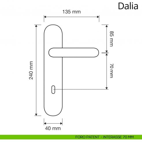 Maniglia porcellana denim con placca per porta Dalia Linea Calì disegno foro patent 70