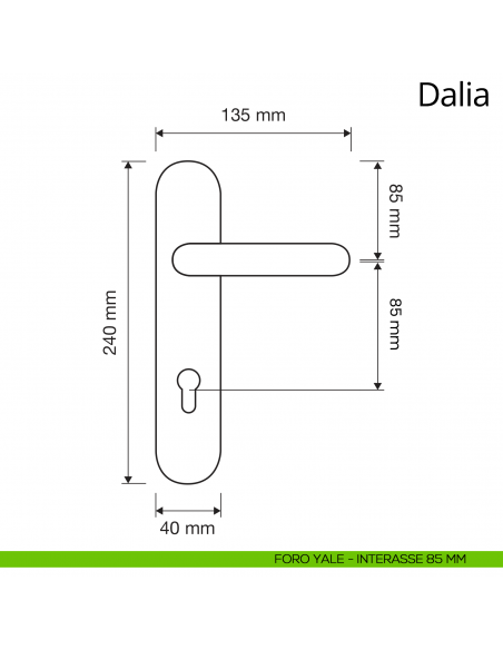 Maniglia porcellana maculata con placca per porta Dalia Linea Calì disegno foro yale