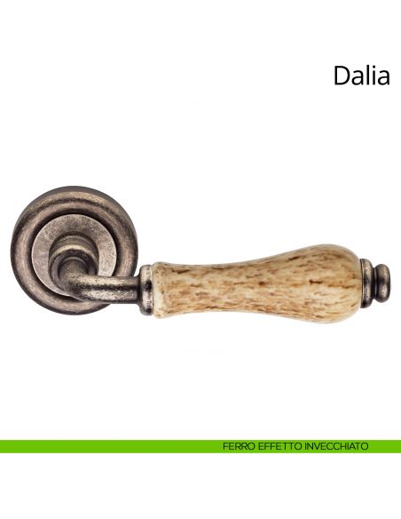 Maniglia porcellana maculata Dalia Linea Calì ferro effetto invecchiato
