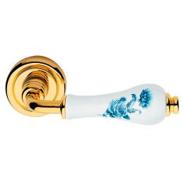 Maniglia porcellana bianca con fiori blu Dalia Linea Calì