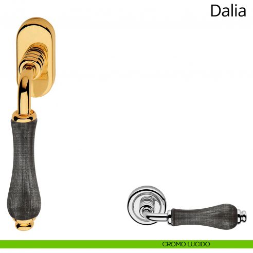 Maniglia con porcellana denim per finestra martellina DK Dalia Linea Calì cromo lucido