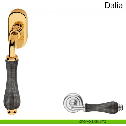 Maniglia con porcellana denim per finestra martellina DK Dalia Linea Calì cromo satinato