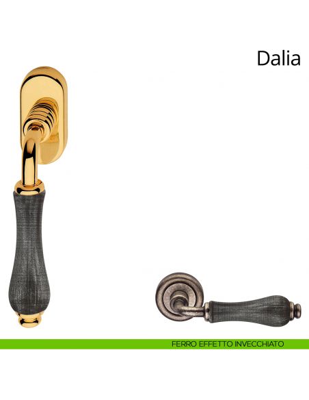 Maniglia con porcellana denim per finestra martellina DK Dalia Linea Calì ferro effetto invecchiato